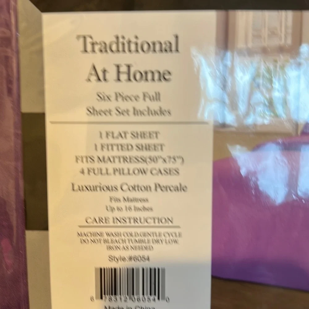 Traditional At Home 6pc Full Sheet Set purple passion embossed floral print